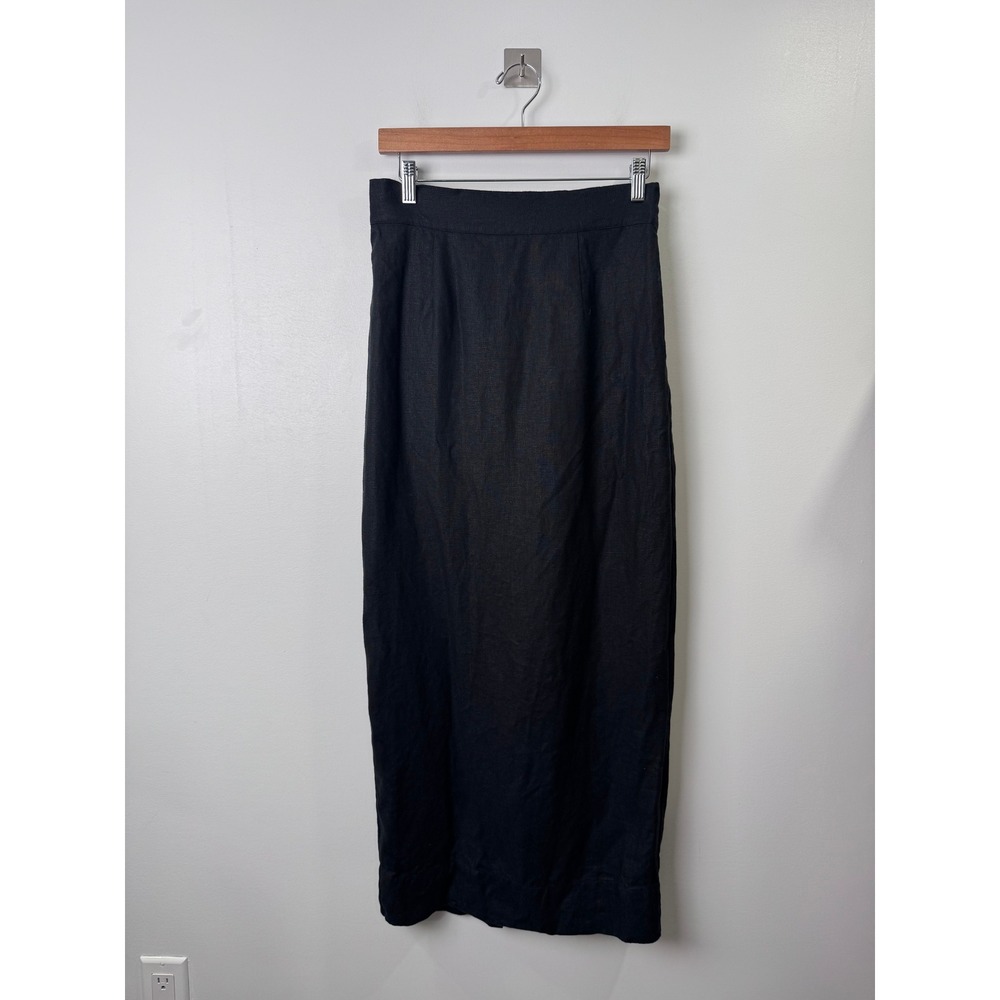 Posse Women Black Linen Maxi Skirt Chic Minimalist Medium